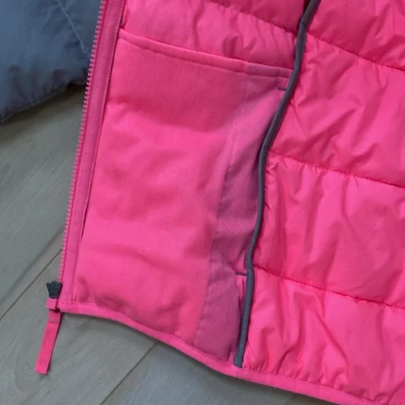 The North Face down girls grey pink lightweight warm jacket